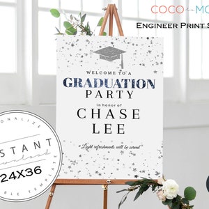 Police Graduation Party Poster Template | Editable Welcome Sign | Easel Size Sign | Congrats Class of| Rookie Display | Open House Sign