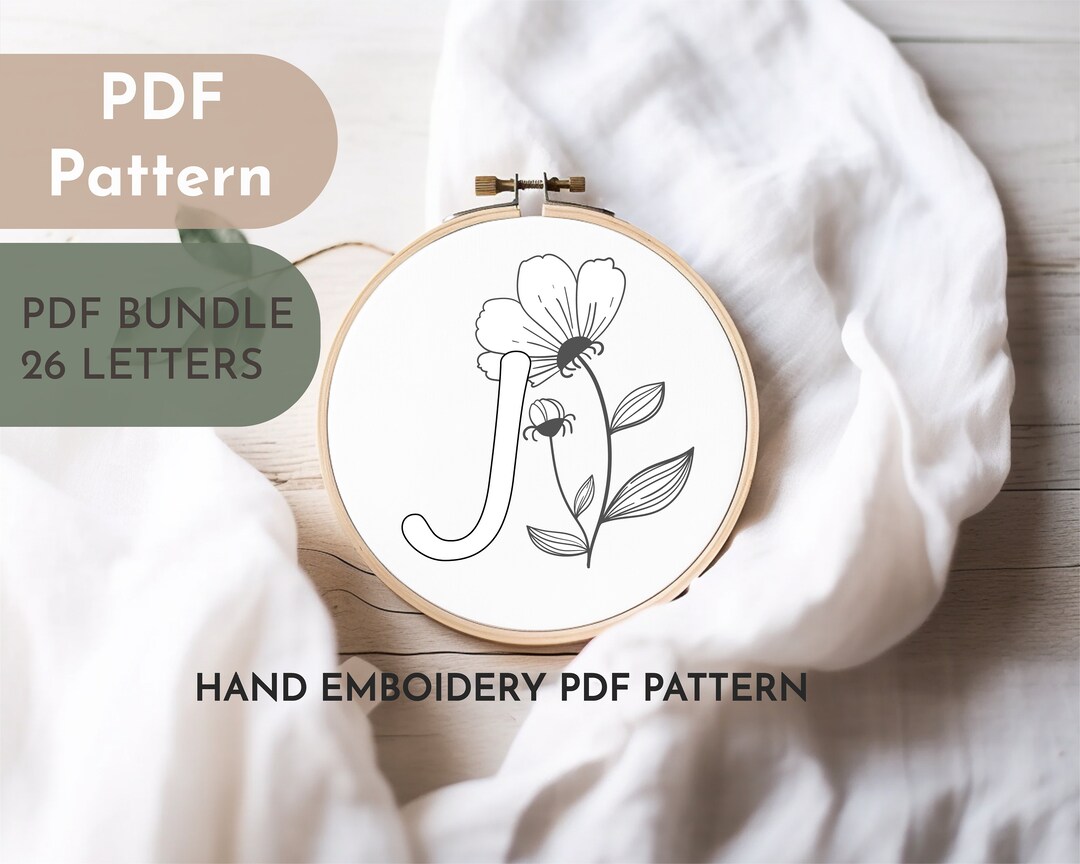 26 Letter Alphabet Floral Alphabet Embroidery PDF Pattern Etsy