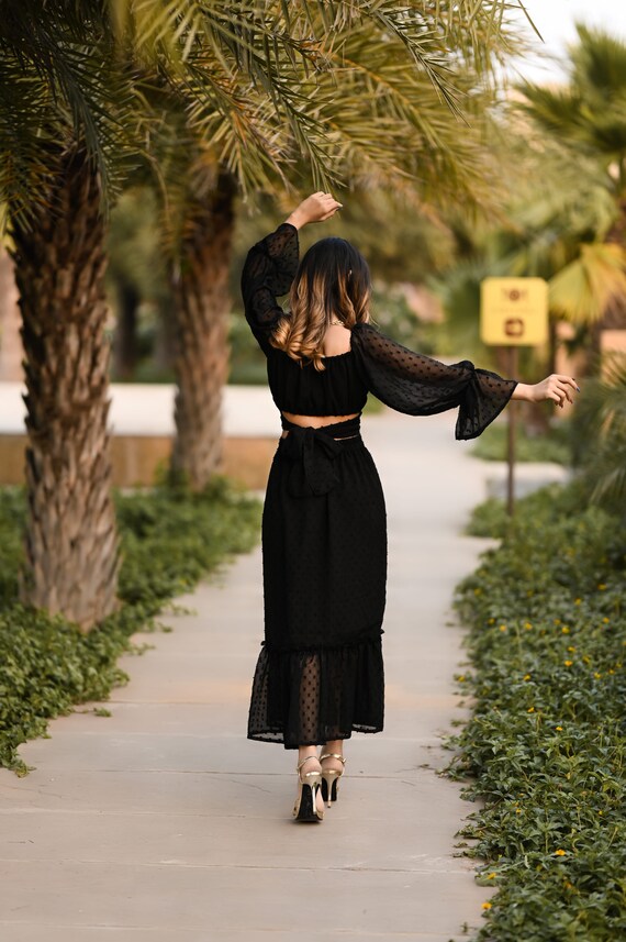 Black Current Skirt Top Co-ord Set - Etsy