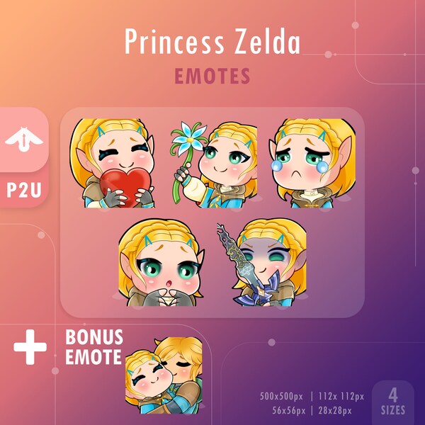 Zelda Tears of the Kingdom - Princess Emote Set for Twitch/YouTube/Discord