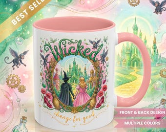 Wicked Inspired Change For Good Ceramic Mug 11oz 15oz, Defy Gravity Broomstick Magic Wand Mug, Wizard Movie Fan Mug, Wicked Musical Fan Gift