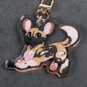 African Wild Dog Acrylic Charm - Animal Keychain