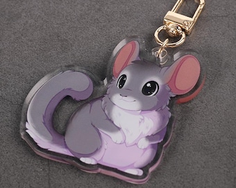 Pelage standard chinchilla - breloque en acrylique animal de compagnie