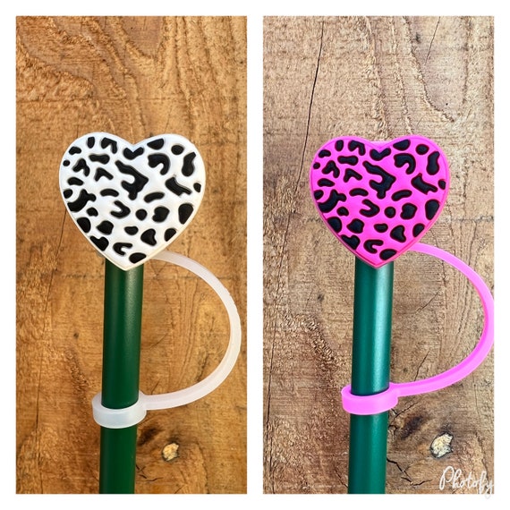 Leopard Heart Straw Topper Gift for Her Stanley Straw Topper