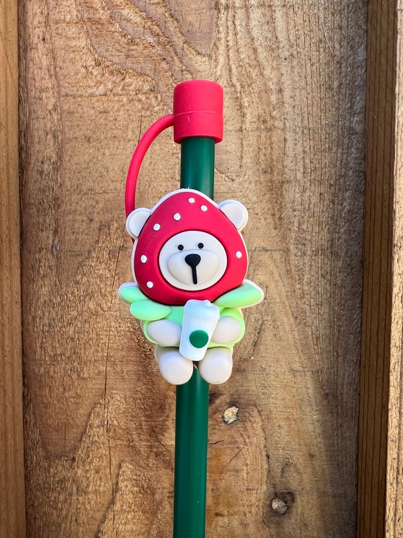 Starbucks Straw Toppers Cute Bear Tumblers Cups Fitting Silicone Straw Dust  Plug