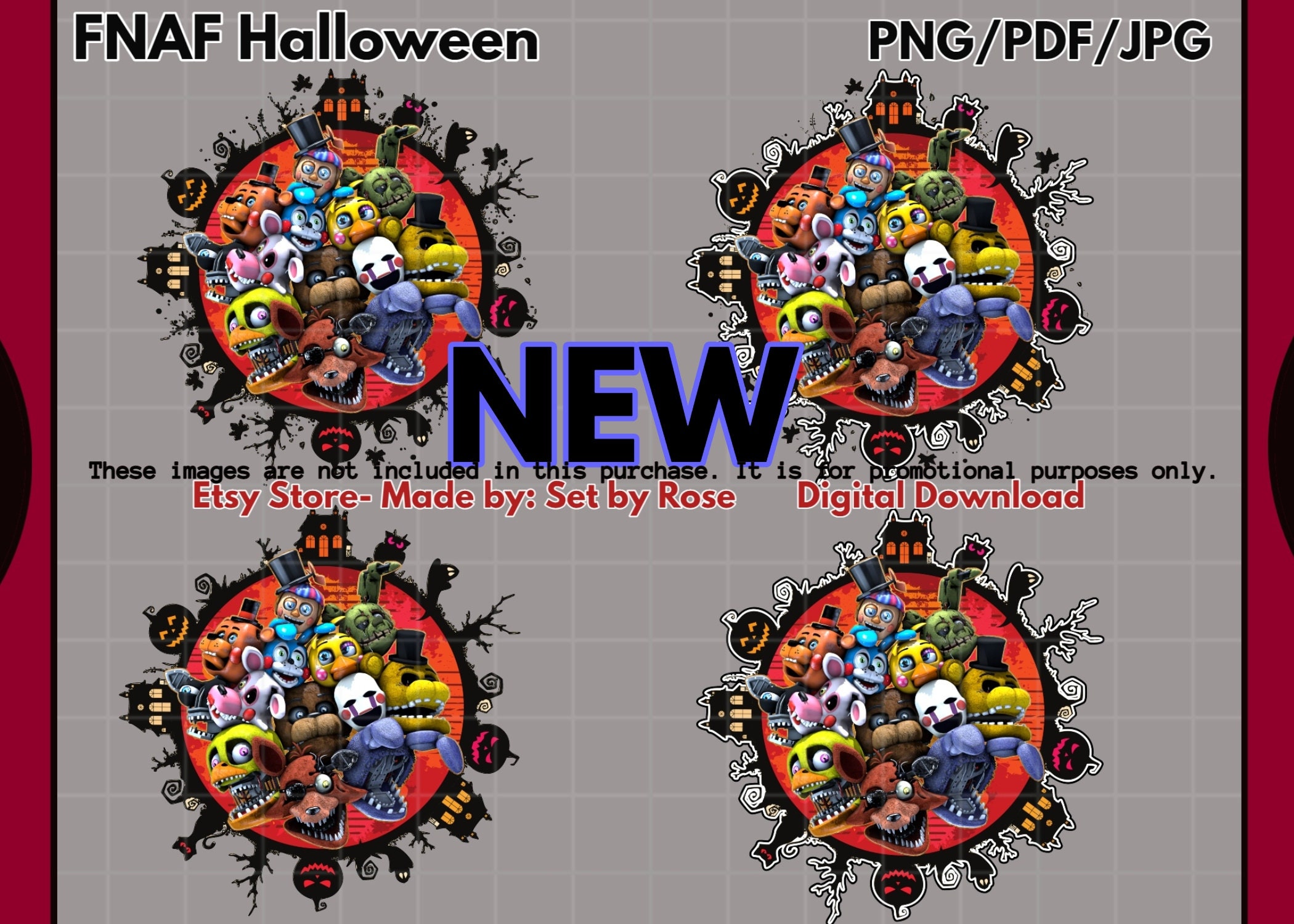 Five Nights at Freddy's FNAF 3D UV Transfer Hollowed Stickers