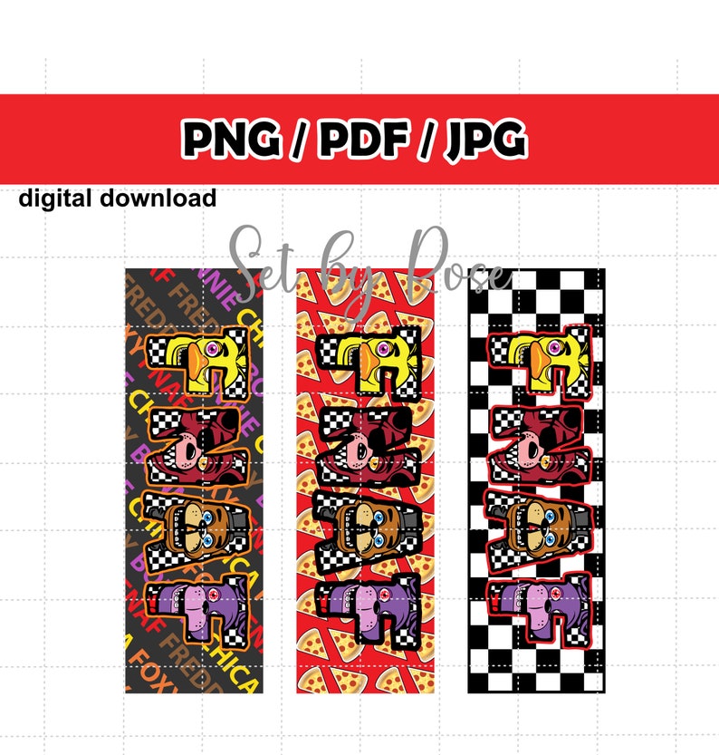 FNAF Bookmark 2x6 Inches / 3 Designs / Five Nights at Freddys Bookmark ...