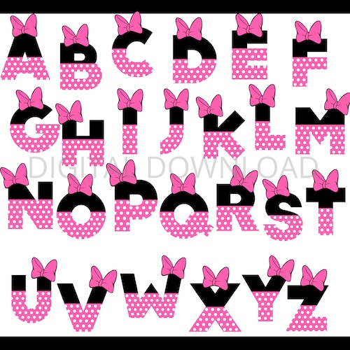 minnie mouse pink polka dot complete alphabet and numbers in etsy new zealand