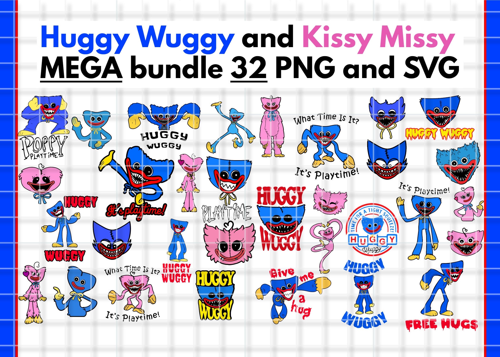 Huggy Wuggy Fnf Poppy Playtime Characters NEW Bundle 4 15 PNG 