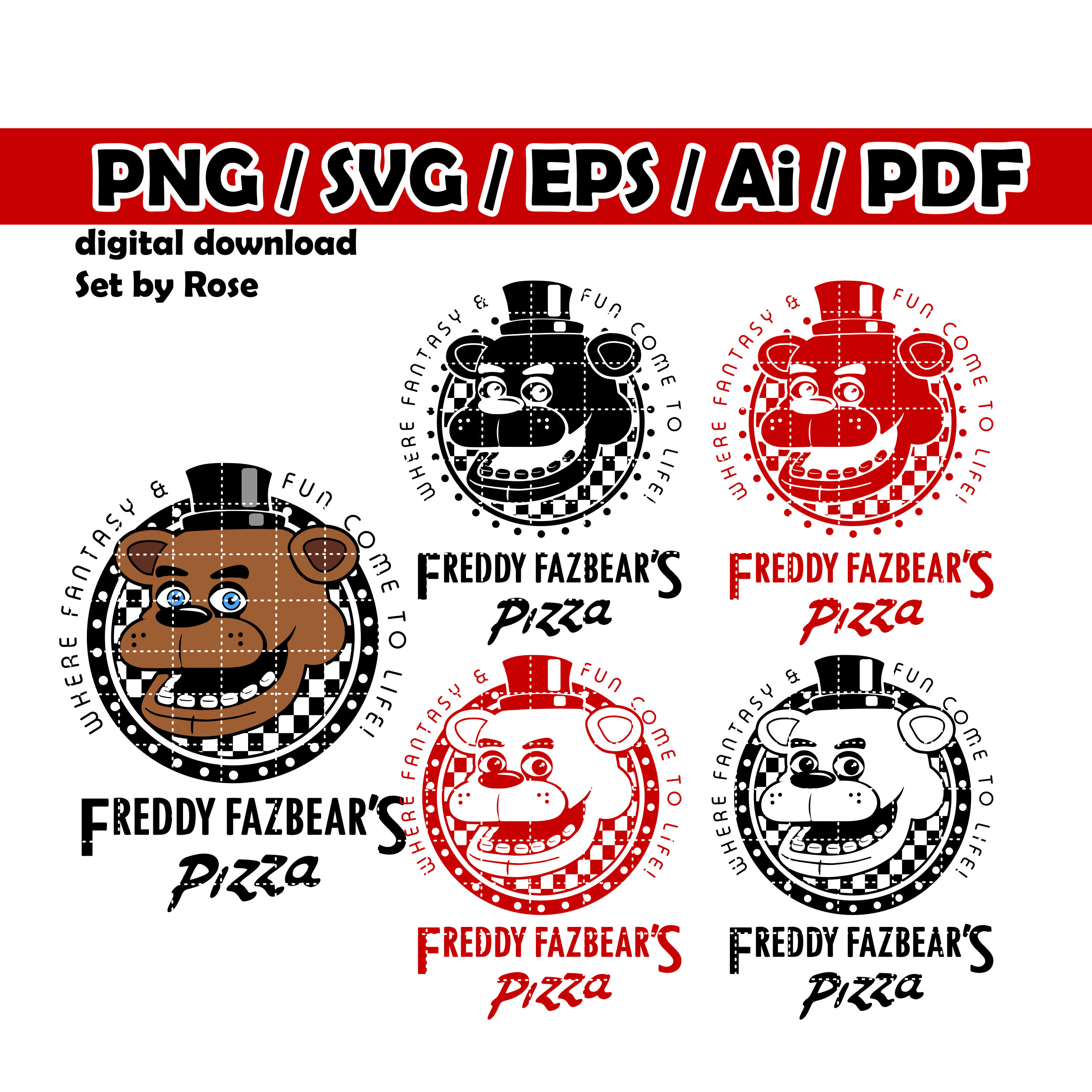 Conjunto de 8 peças cinco noites no Freddys FNAF Angola