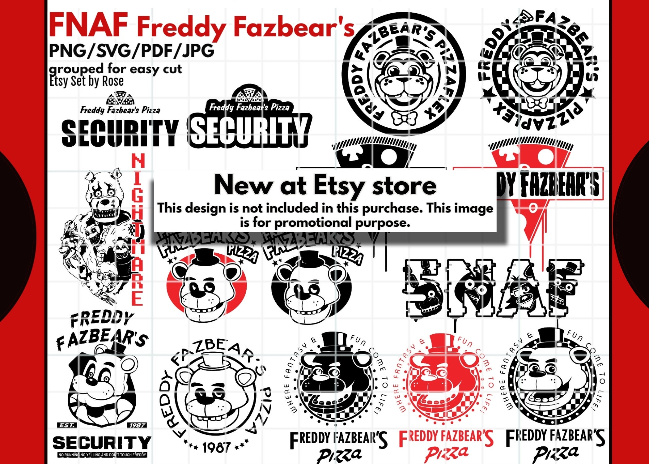 Five Nights at Freddy's FNAF 3D UV Transfer Hollowed Stickers