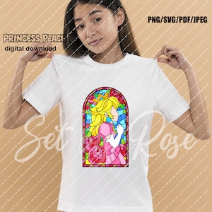 Princess Peach Stained Glass Window Super Mario Bros Movie file format:png 300dpi/svg/pdf/jpeg/ perfect for Tshirt/Layered colors 4 easy cut image 2