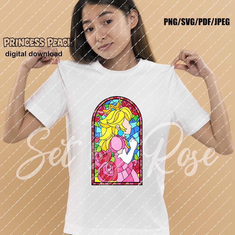 Princess Peach Stained Glass Window Super Mario Bros Movie file format:png 300dpi/svg/pdf/jpeg/ perfect for Tshirt/Layered colors 4 easy cut image 2