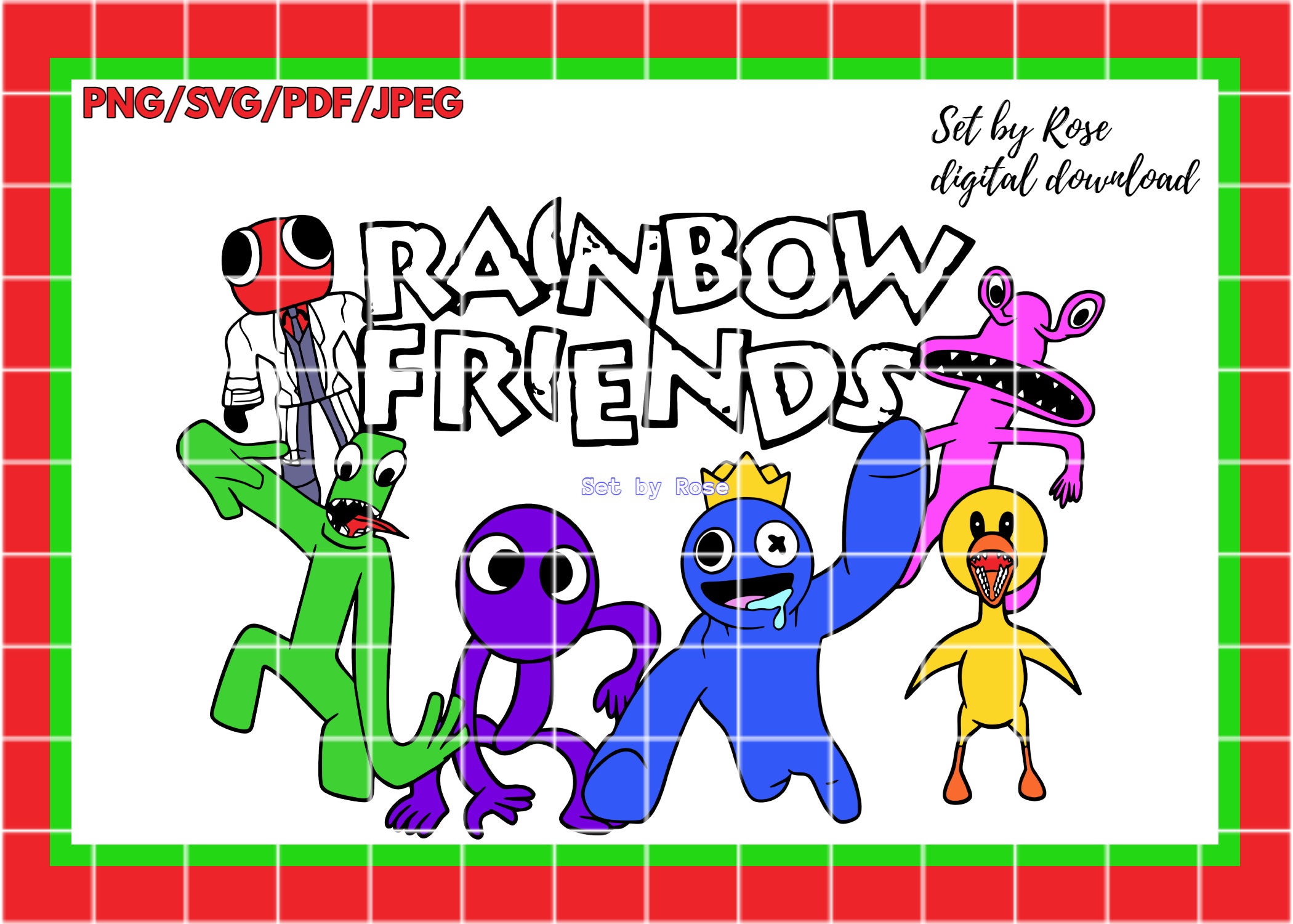 Convite Digital Rainbow Friends Green