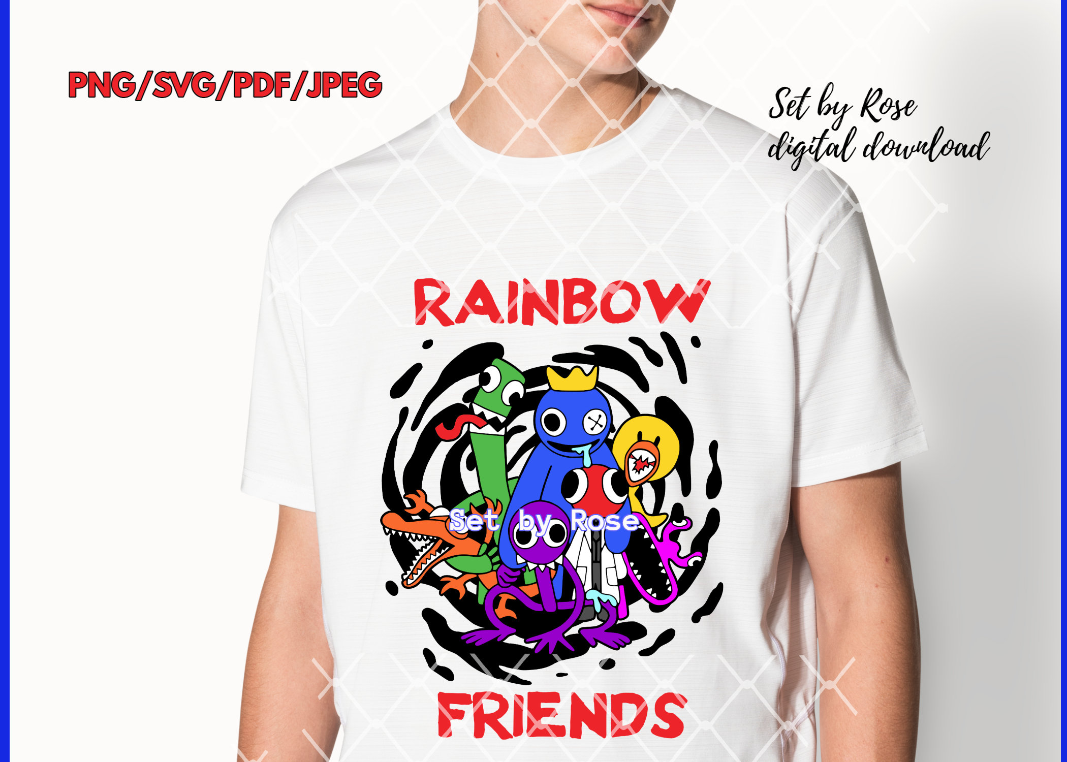 70 Rainbow friends SVG, Rainbow friends PNG, Sublimation, Transfer, Di