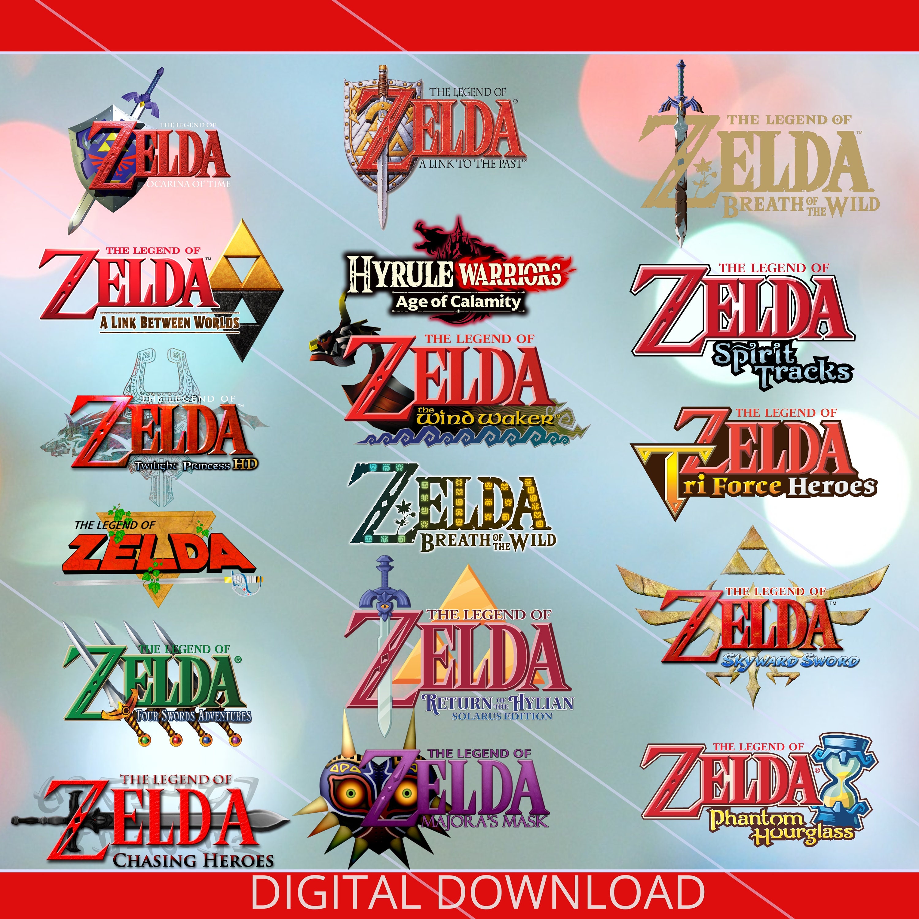Zelda Logos Game Zip File Png Sublimation Waterslide Etsy
