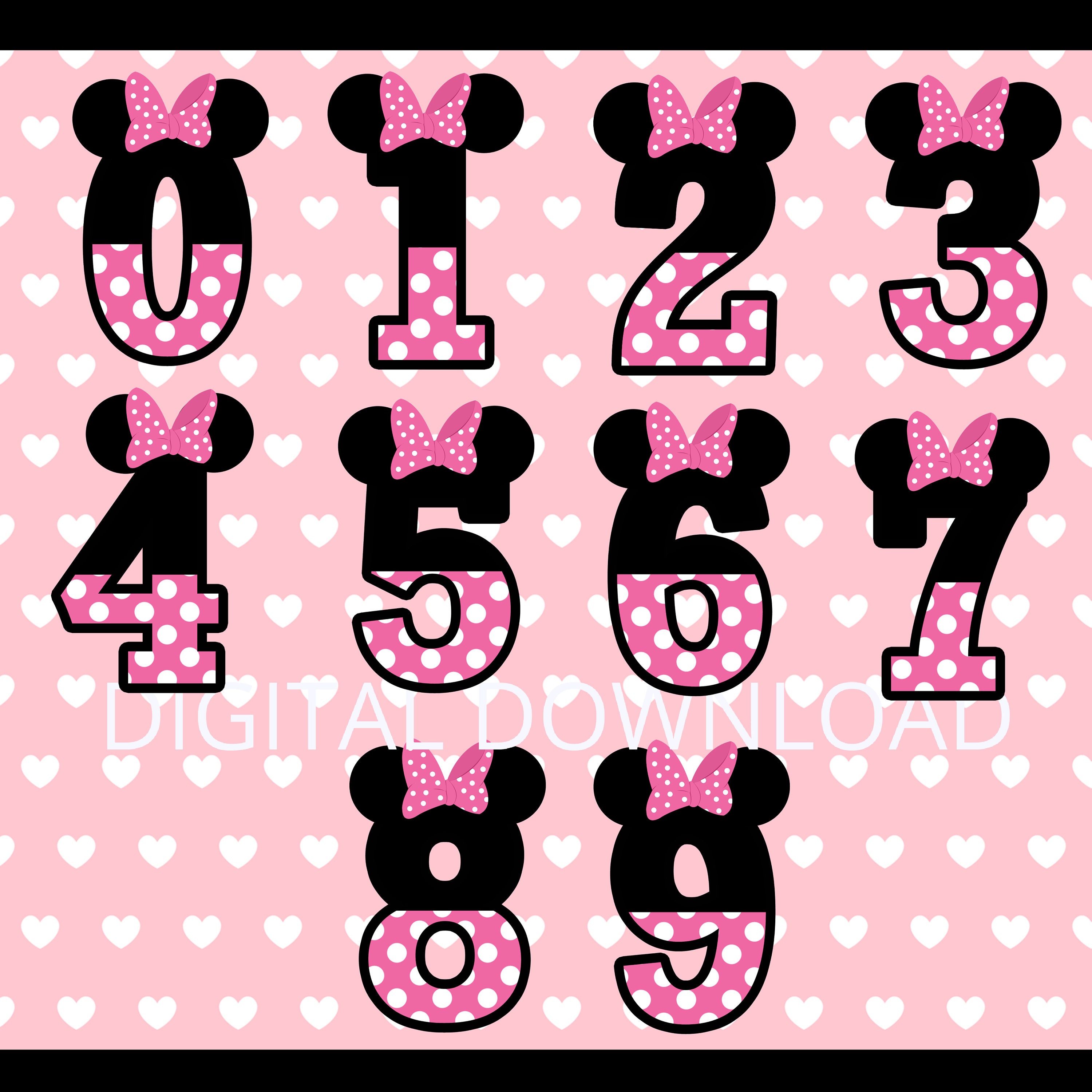 minnie mouse pink polka dot complete alphabet and numbers in etsy