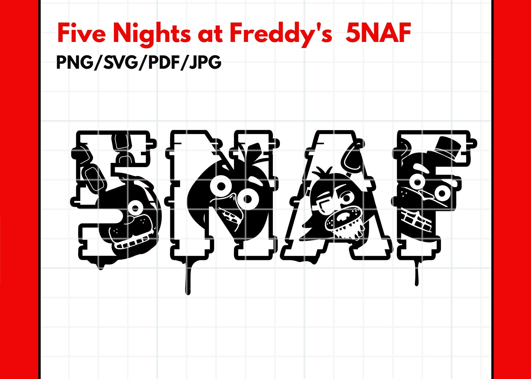 Five Nights at Freddy's Security Breach Character Logos 4 Individual Svg's  Svg Png Pdf Dxf Eps Cricut Silhoutte Sublimation Coloring Page 