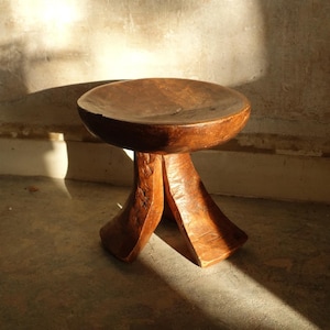 Hand-Carved African Wooden Tripod Stool – Tribal Rustic Primitive Accent Piece