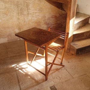 Vintage 1970s Children&#39;s School Desk – Mid-Century Folding Wooden Desk – Retro Kid&#39;s Furniture