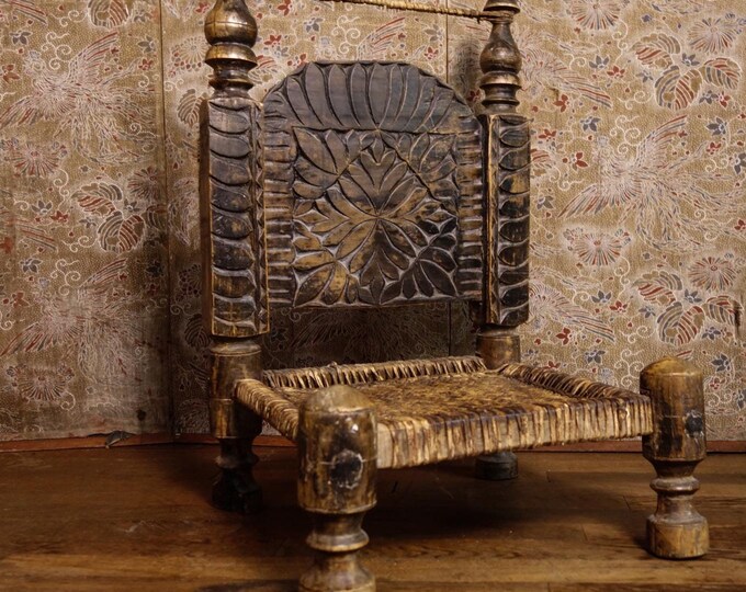Antique Afghan Carved Wooden Chair - Ethnic Traditional Home Decor - Etsy