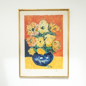 70s Pastel Flower Painting. image 1