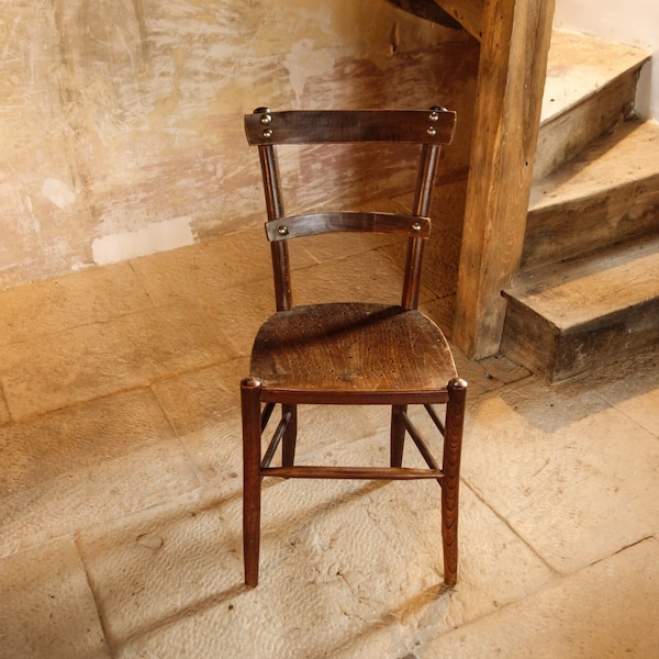 Antique French Bistrot Wooden Chair.