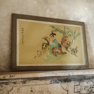 Vintage Chinese Ink Art Watercolour Painting
