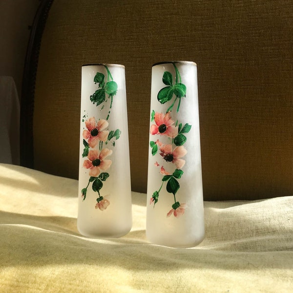 Antique Handpainted Art Deco Set of 2 Vases.