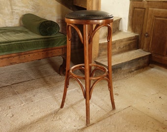 Midcentury English Bentwood Bar Stool.