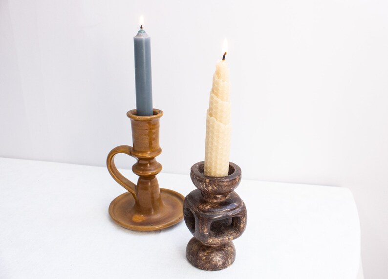 Set of 2 Midcentury Ceramic Candleholder. image 3