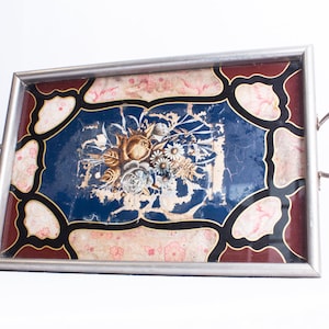 Antique Art Deco French Silver Steel Tray.