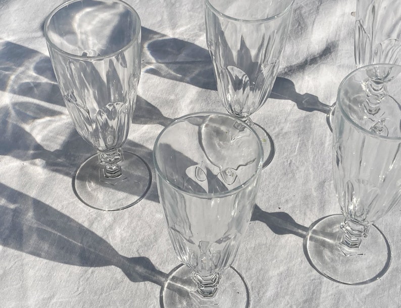 Set of 5 Champagne Crystal Glasses. Midcentury Champagne Coupe Set. French Glassware. image 1