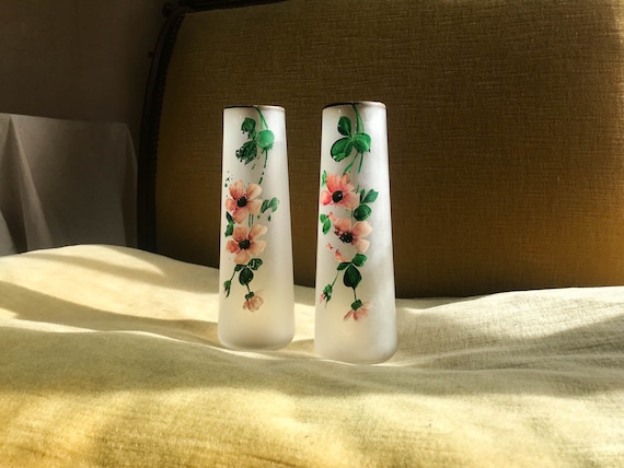 Antique Handpainted Art Deco Set of 2 Vases.