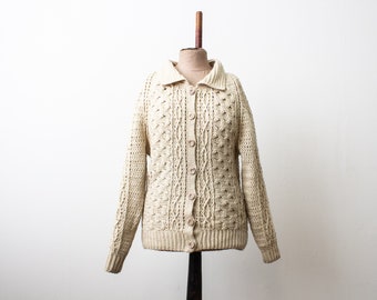 60s Fisherman Cardigan Irish Sweater.