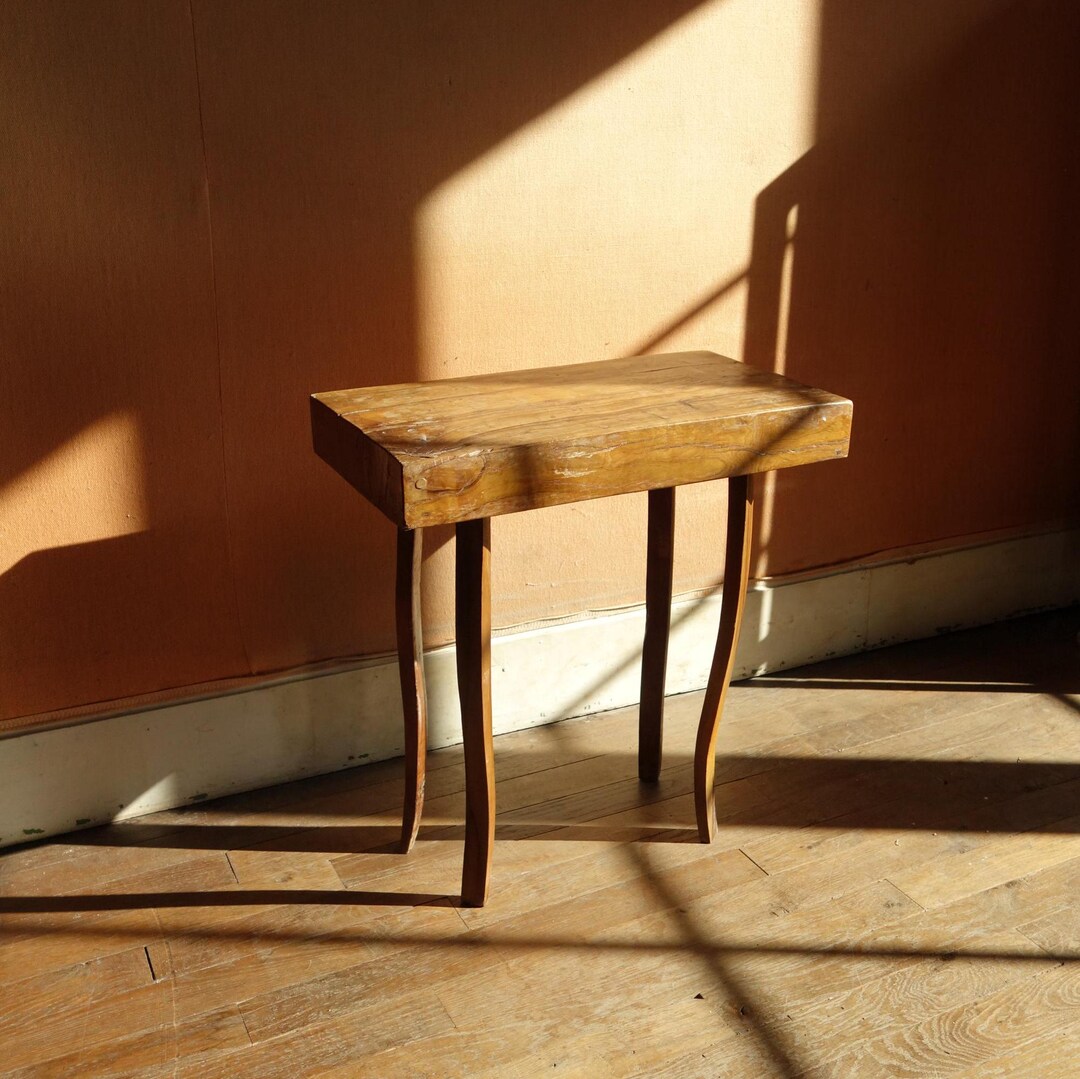 Brutalist Side Wooden Table - Etsy