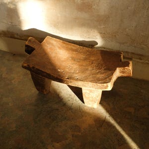Hand-Carved African Wooden Stool – Tribal Rustic Primitive Accent Piece