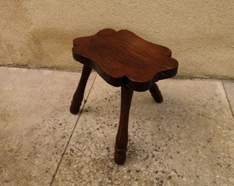 50's Brutalist Wooden Tripod Stool.