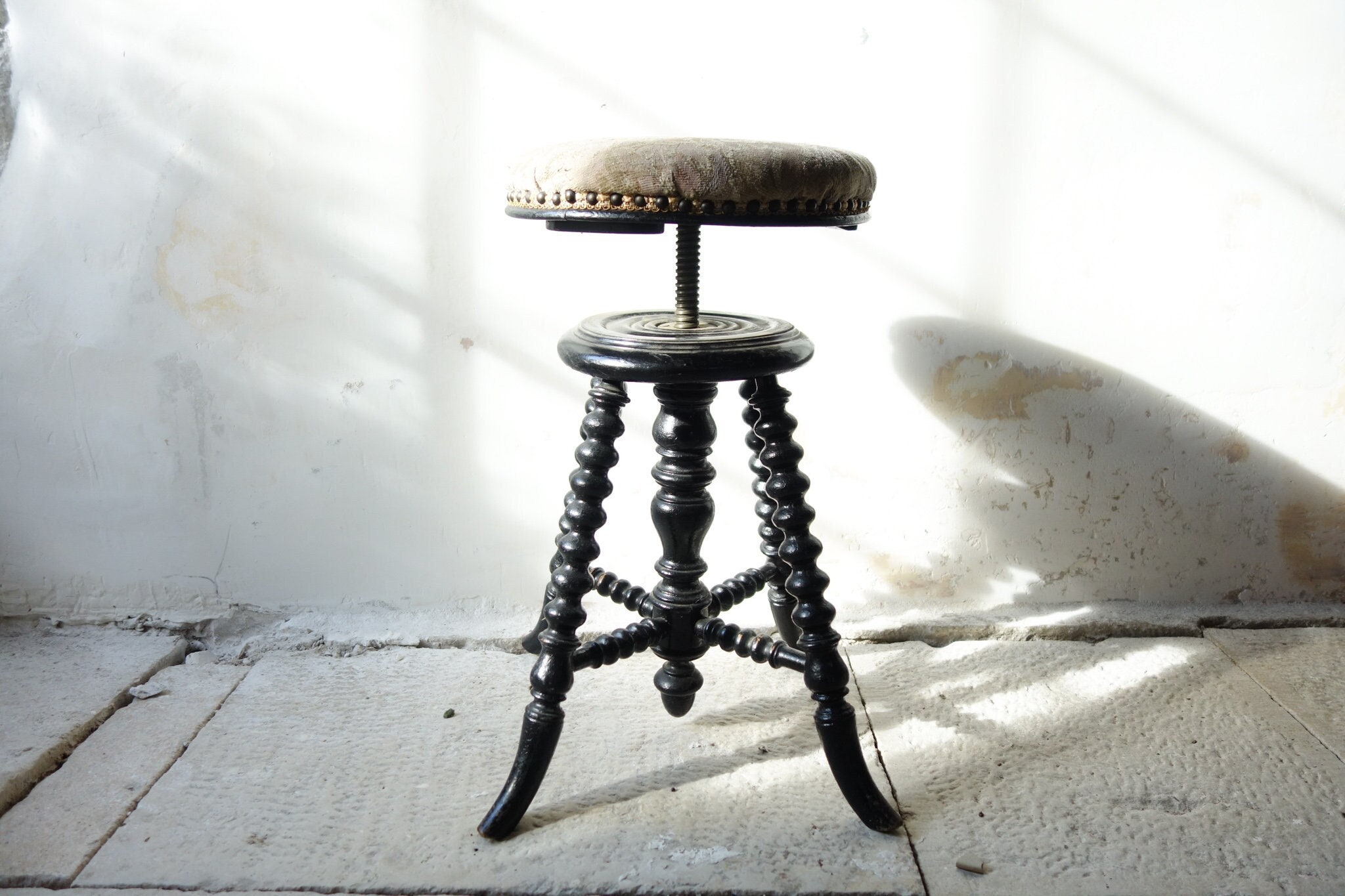 Antique French Napoleon III Style Piano Bobin Wood Stool. - Etsy