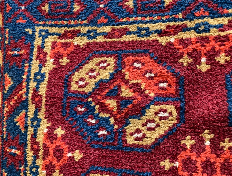 Vintage Wool Rug. Living Room, Bedroom, Entry Oriental Rug. Tapestry Wall Decoration. Pink Tones Retro Carpet. Cozy Boho Home Decor. image 3