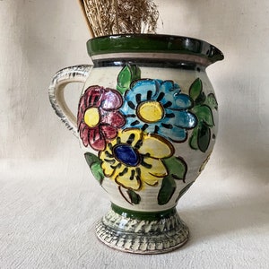 50s Ceramic Floral Pitcher.