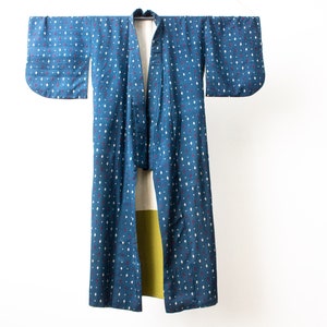 Rare Japanese Silk Haori Kimono: Long Blue Robe, Unisex