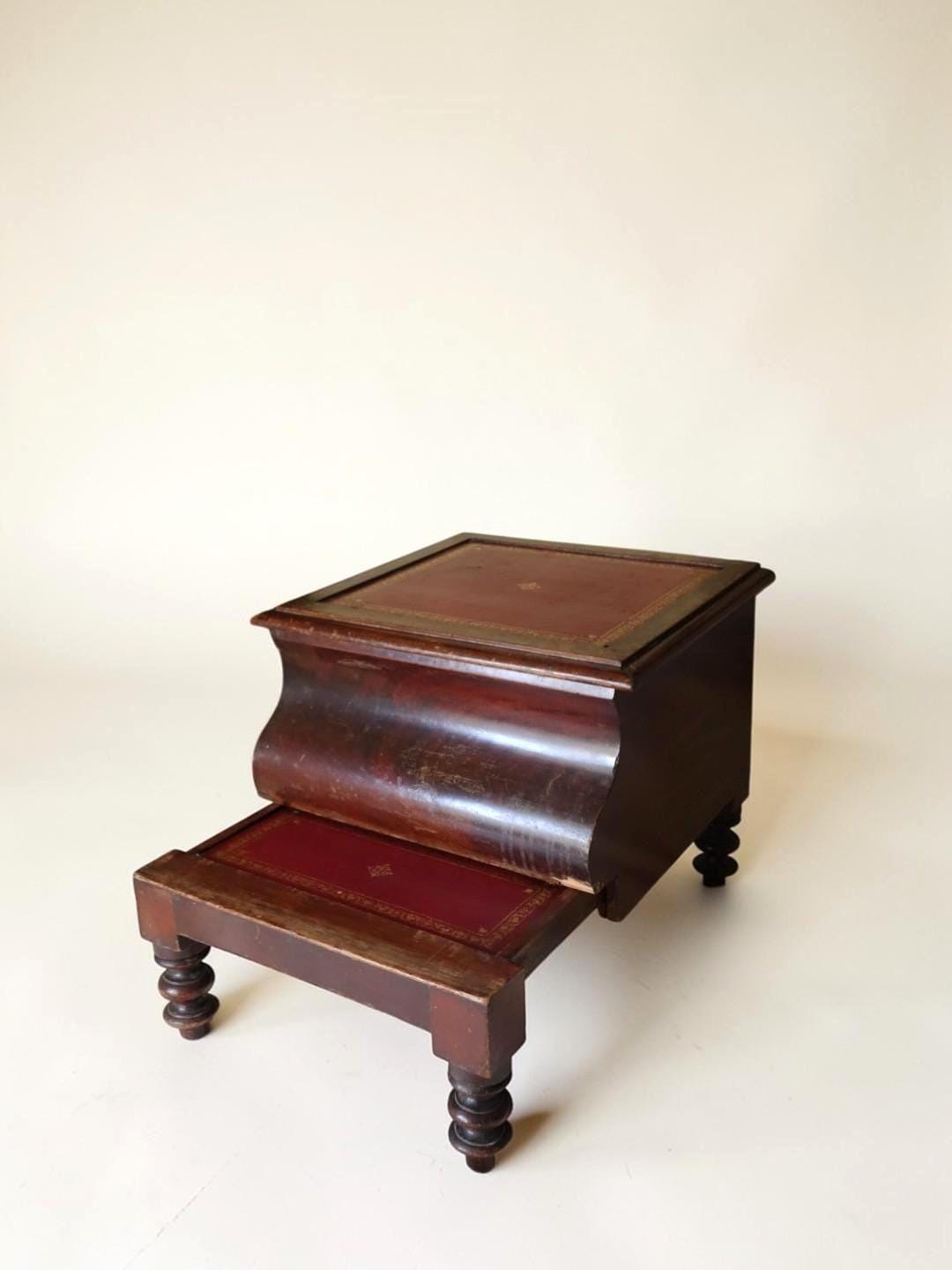 Antique Wooden Library Stool - Victorian English Style Wooden Step ...