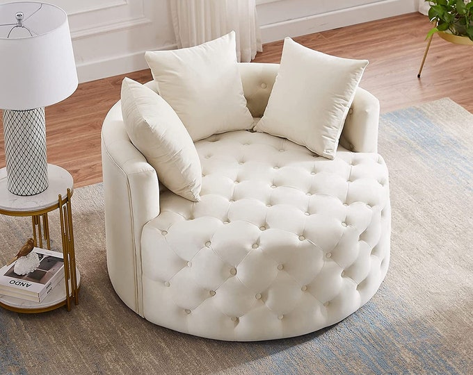 Dolonm Swivel Accent Barrel Chair Modern Sofa Lounge Club Round Chair