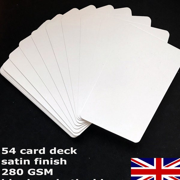 Blank Playing Card Deck (54 cards) - blank on both sides with a satin finish