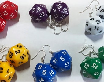 D20 earring - custom dice earrings for D&D or Magic the Gathering enthusiasts