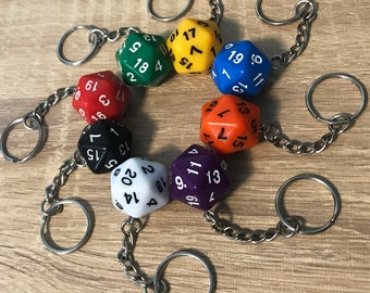 D20 keyring - custom dice keyring for D&D or Magic the Gathering enthusiasts