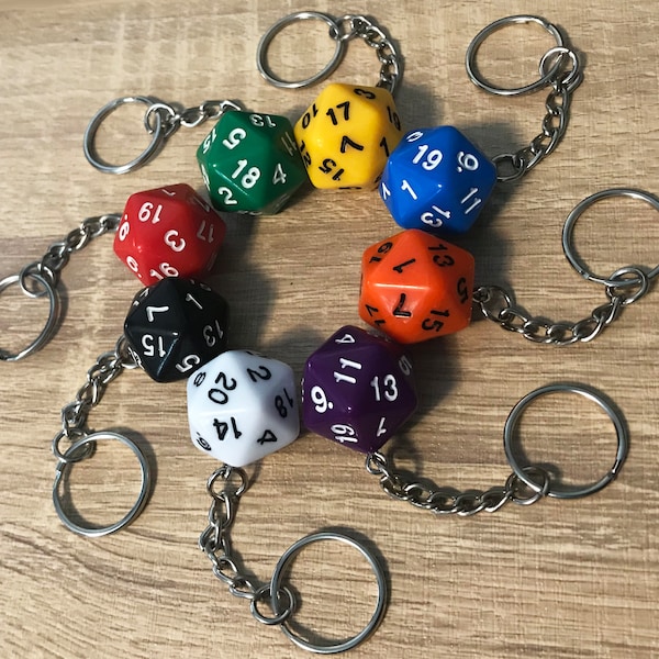 D20 keyring - custom dice keyring for D&D or Magic the Gathering enthusiasts