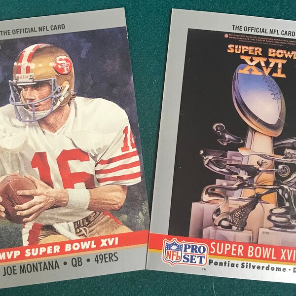 1990 Pro Set Super Bowl 16 MVP Joe Montana Plus Game Card