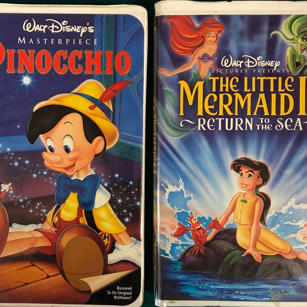Two Disney Classics on VHS Little Mermaid II and Pinocchio Masterpiece Collection